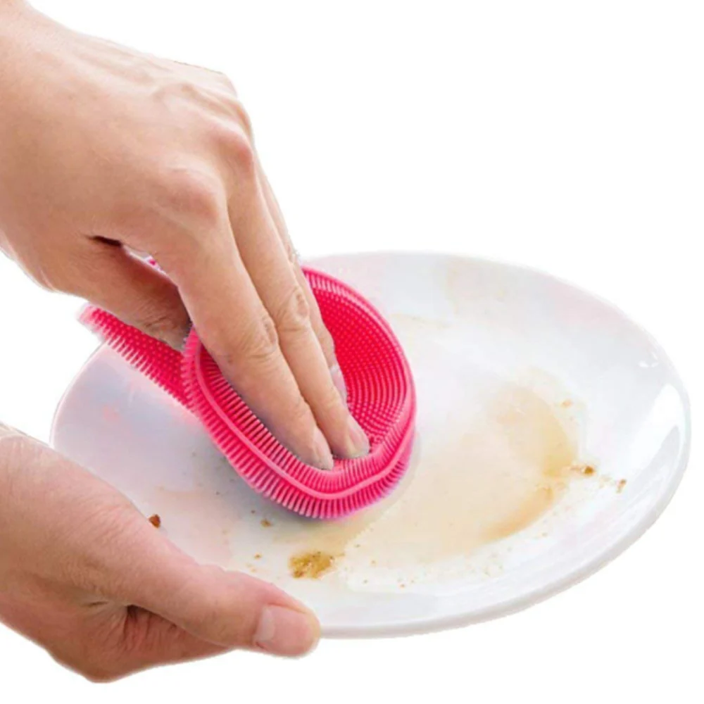 Silicone Dishwashing Scrubber Sponge – Non-Stick Cleaning Brush for Kitchen, Baby Bottles & Household Use (Random color-Pack of 1) - Image 3