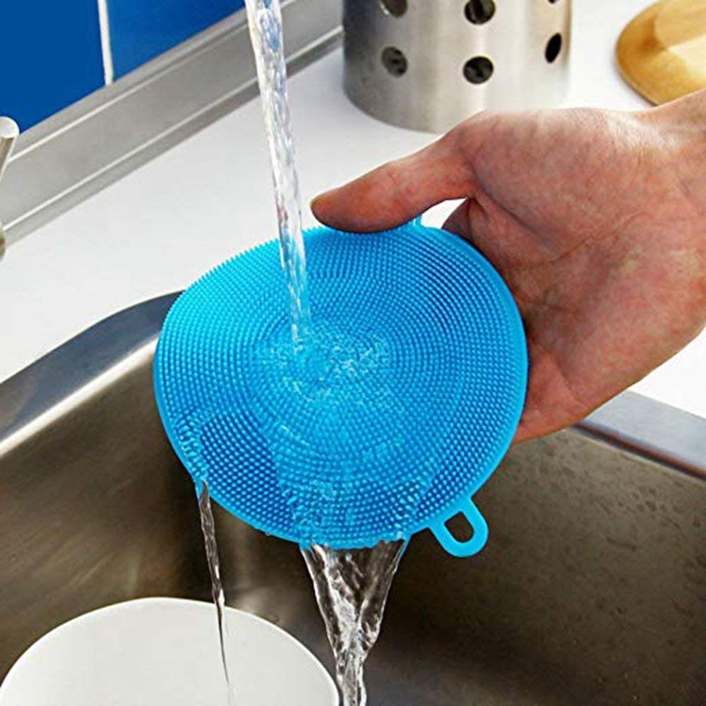 Silicone Dishwashing Scrubber Sponge – Non-Stick Cleaning Brush for Kitchen, Baby Bottles & Household Use (Random color-Pack of 1) - Image 4
