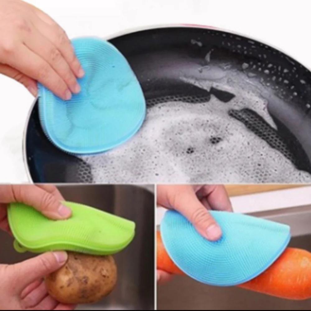 Silicone Dishwashing Scrubber Sponge – Non-Stick Cleaning Brush for Kitchen, Baby Bottles & Household Use (Random color-Pack of 1) - Image 6