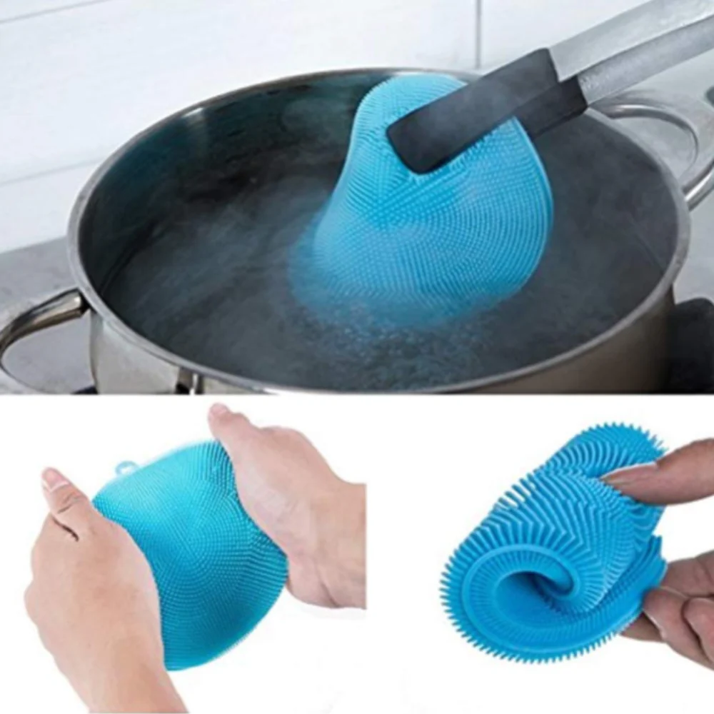 Silicone Dishwashing Scrubber Sponge – Non-Stick Cleaning Brush for Kitchen, Baby Bottles & Household Use (Random color-Pack of 1) - Image 8
