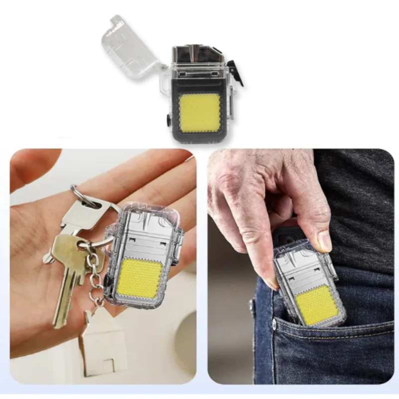 COB Torch Waterproof Dual ARC Lighter – Windproof Rechargeable LED Flashlight with Mini Work Light & Plasma Lighter for Outdoor Camping & Hiking - Image 4
