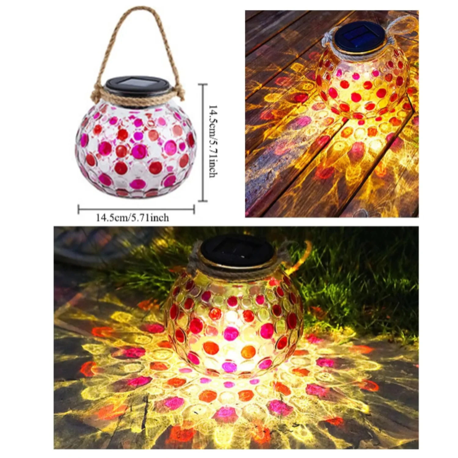 2 Pcs Set Color Changing Solar Hanging Lamps – Crystal Glass Ball Lights - Image 2
