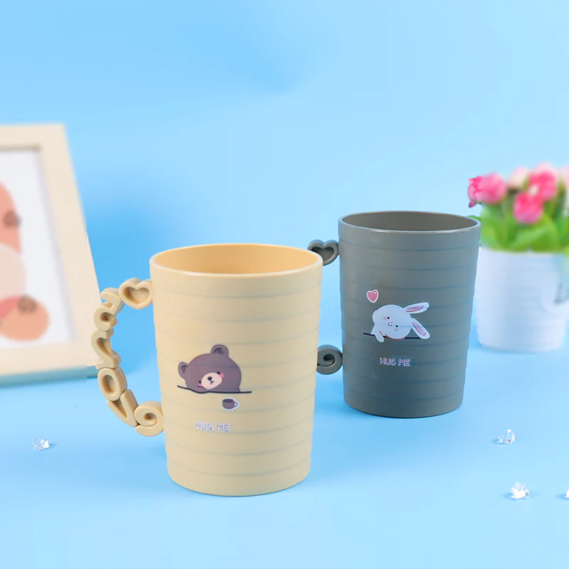 Creative Handle Printed Cup – Multipurpose Coffee & Toothbrush Holder (Random color-Pack of 1)