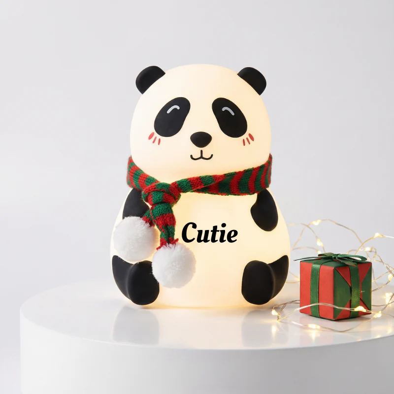 Customized Name Print Rechargeable Panda Silicone Night Light – 7-Color Changing Cute LED Lamp - Image 2