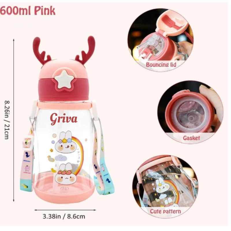 Customized Portable Water Bottle Sipper – Custom Name Cute Cartoon Print - Image 4