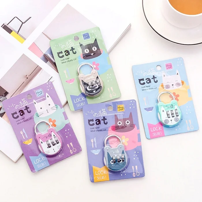 Cute Cat Travel Padlock – Secure Luggage Lock for Backpacks, Handbags & Suitcases (Random color-Pack of 1)