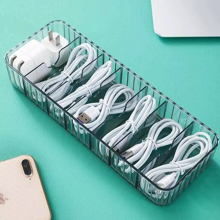Data Cable Storage Box – Portable Organizer Case for USB Cables, Chargers, Earphones & Accessories(Random color-Pack of 1) - Image 4