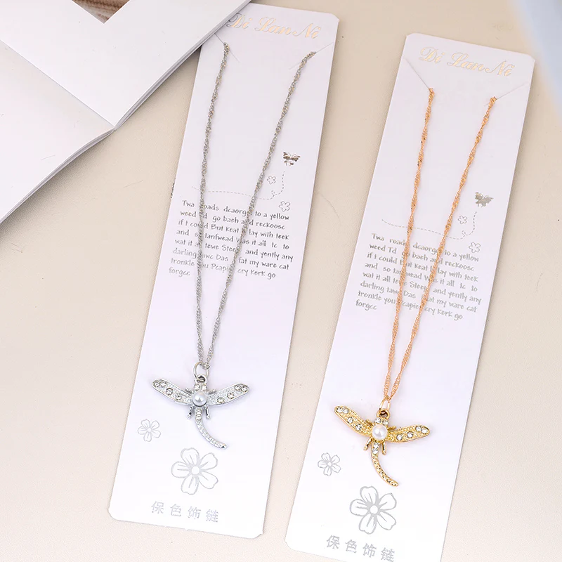 Diamond-Studded Dragonfly Pendant Necklace – Elegant Fashion Jewelry for Women & Girls (Random Color) - Image 2