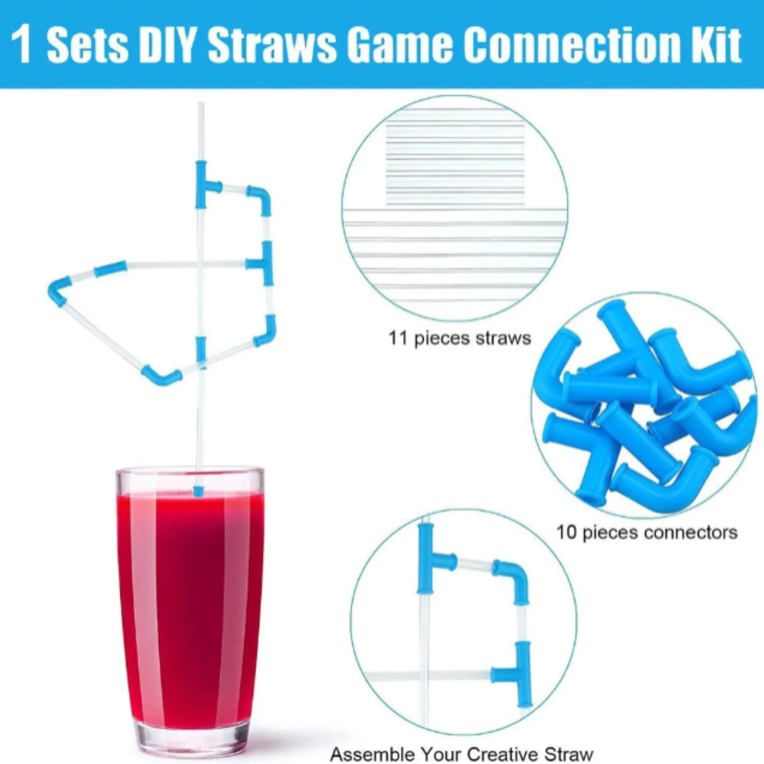 DIY Drinking Straws Set – 21-Piece Creative Play Game Straws for Kids & Adults | Build-Your-Own Fun Drinking Straw Kit - Image 6
