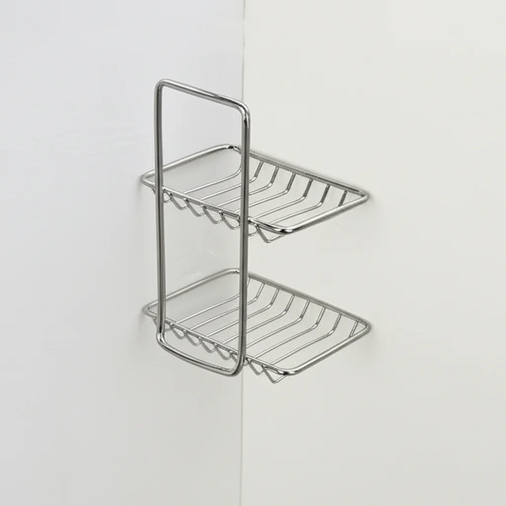 Double Layer Stainless Steel Soap Holder – Wall Mounted Bathroom Organizer with Drain Tray for Soap - Image 3