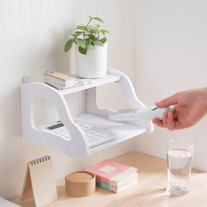 Double Layer Wall Mounted Router Stand – WiFi Router & Set-Top Box Storage Shelf (Pack of 1) - Image 2