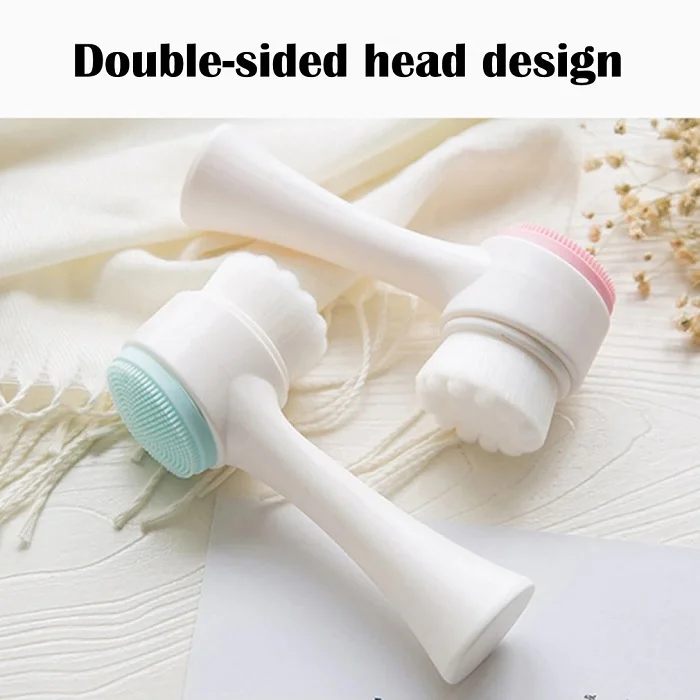 Double Sided Face Cleaning Brush – Deep Cleansing Silicone & Soft Fiber Facial Brush with Massage Effect (Pack of 1) - Image 4