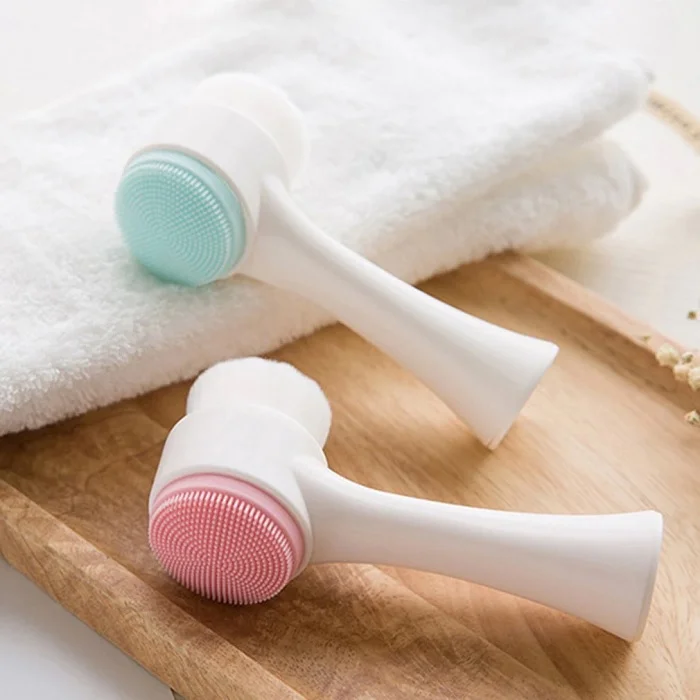 Double Sided Face Cleaning Brush – Deep Cleansing Silicone & Soft Fiber Facial Brush with Massage Effect (Pack of 1) - Image 5
