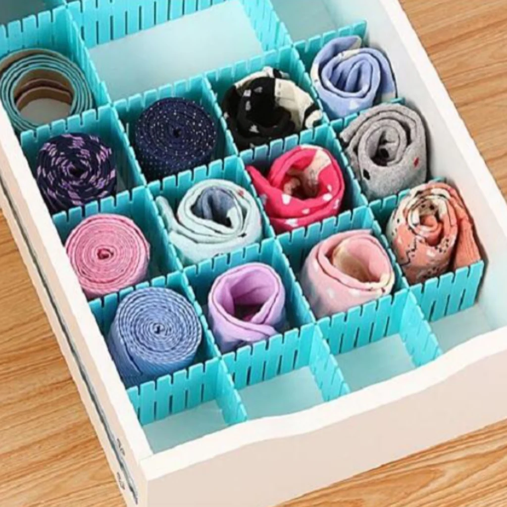 Drawer Organizer Divider Set of 6 – Adjustable Grid Partition for Makeup, Kitchen & Home Storage(Random color) - Image 4