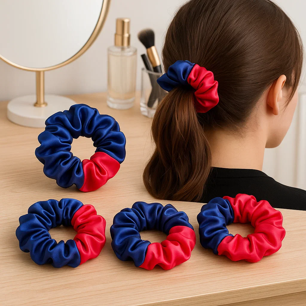Dual Tone Scrunchies – Stylish & Soft Hair Tie for Women and Girls (Random Color) (Pack of 1)