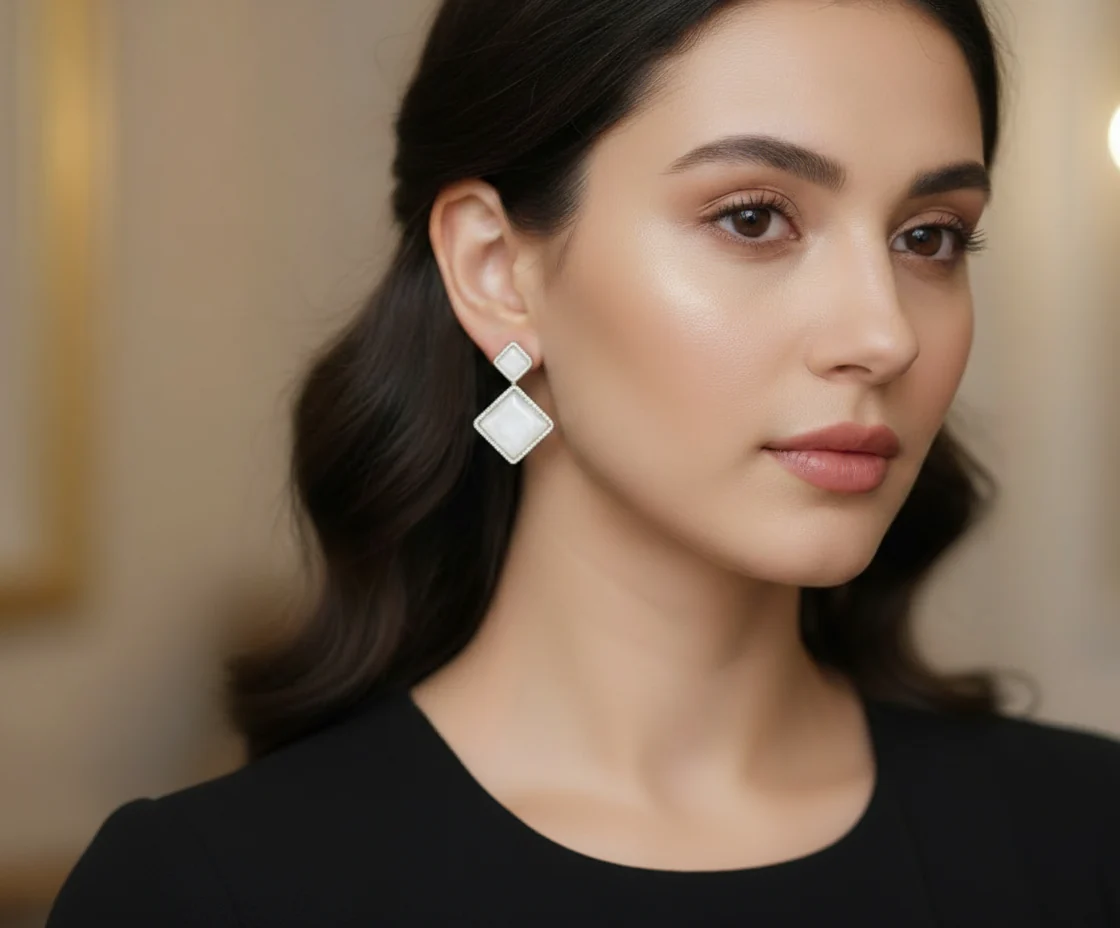 Elegant Geometric Square Drop Earrings for Women – Statement Dangle Jewelry for Party, Wedding & Daily Wear(1 Pair)