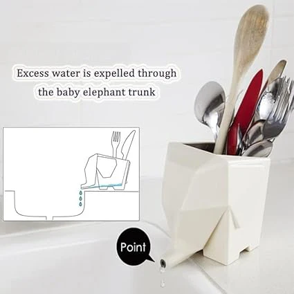 Elephant Shape Kitchen Cutlery Holder and Drainer - Image 3