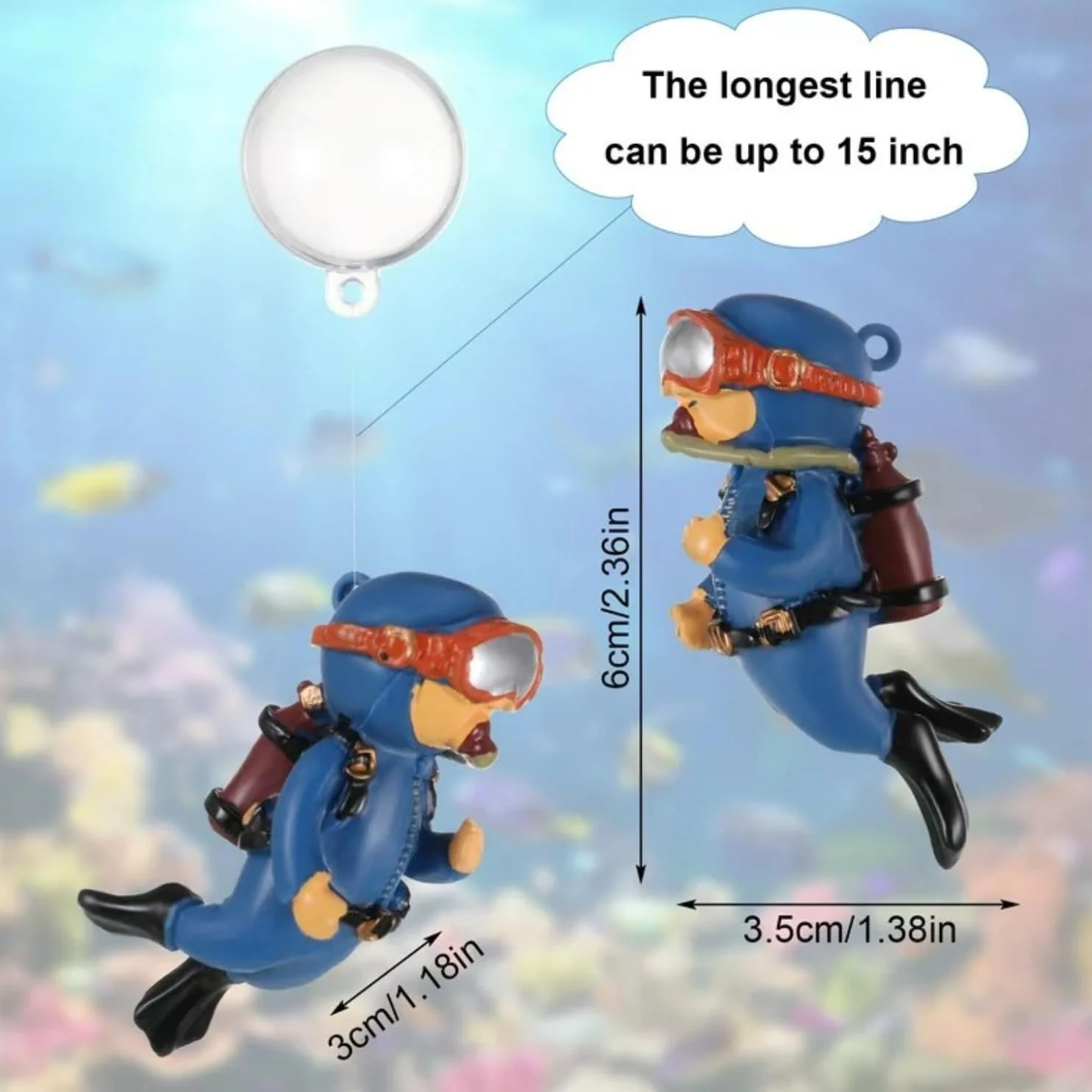 Mini Floating Diver Ornament – Cute Aquarium Decoration Made with Eco-Friendly Resin - Image 3
