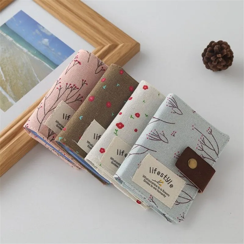 Floral Print Canvas Card Holder – 20 Card Slot Compact Wallet for ID, Debit, Credit & Visiting Cards (Random Color- Pack of 1) - Image 5