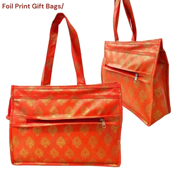Foil Print Gifting / Pooja Bag (Random Colours) - Image 2