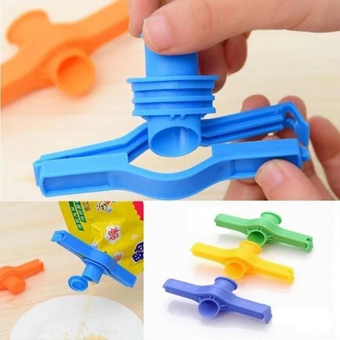 Food Bag Sealing Clip with Nozzle (Pack of 5) – Reusable Plastic Snack & Storage Bag Sealer for Kitchen - Image 3