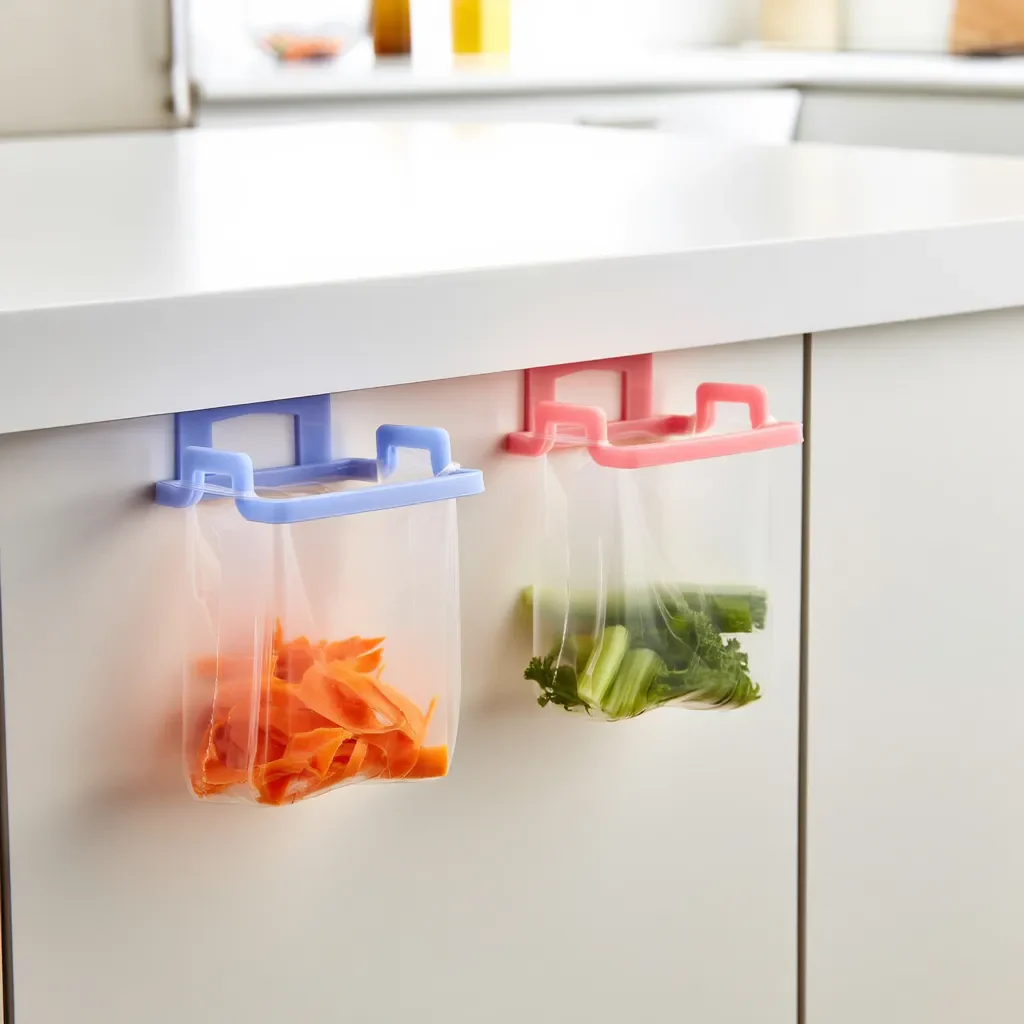 Plastic Garbage Bag & Towel Hanger – Over-Cabinet Holder (Random colors-Pack of 2, Hangers Only) - Image 4