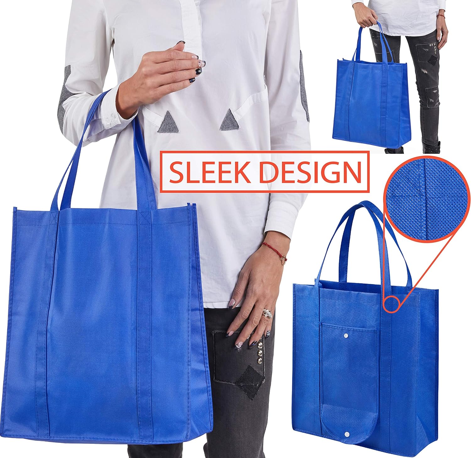 Reusable Foldable Grocery Bags – Extra Large, Heavy-Duty & Eco-Friendly Shopping Tote with Pouch (Random Color – Pack of 1) - Image 4