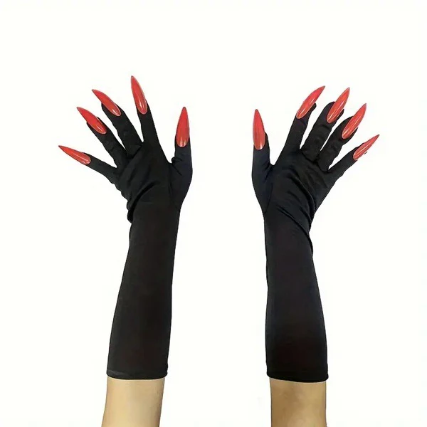 Halloween Ghost Gloves with Long Fingernails – Witch & Devil Costume Gloves for Party, Cosplay & Horror Dress-Up (Pack of 1 Pair) - Image 4