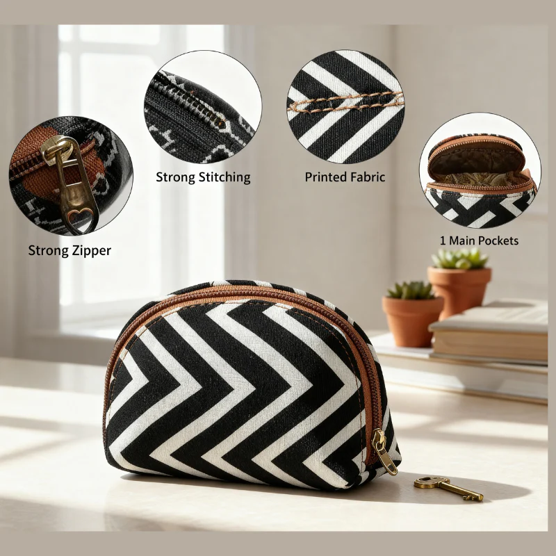 Handblock Printed Fabric Coin Pouch – Compact Travel Pouch for Women (Random Print-Pack of 1) - Image 3