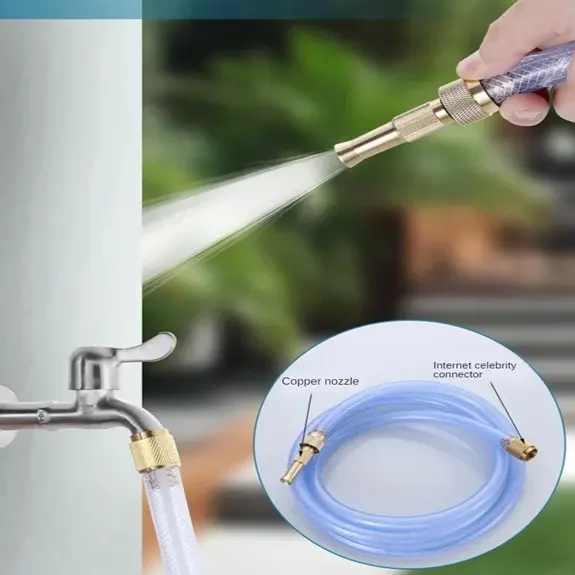 High Pressure Multiuse Water Spray Copper Gun, Adjustable Copper Spray Nozzle Water Pressure Booster, Water Spray Gun for Car Wash & Gardening Water Pressure Nozzle