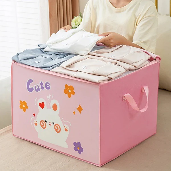 Large Capacity Cartoon Quilt Storage Bag – Durable Clothes & Bedding Organizer (Random Print) - Image 3