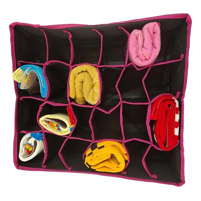 Large Capacity Fabric Closet Organizer – 24-Grid Drawer Divider (Random Color) - Image 4