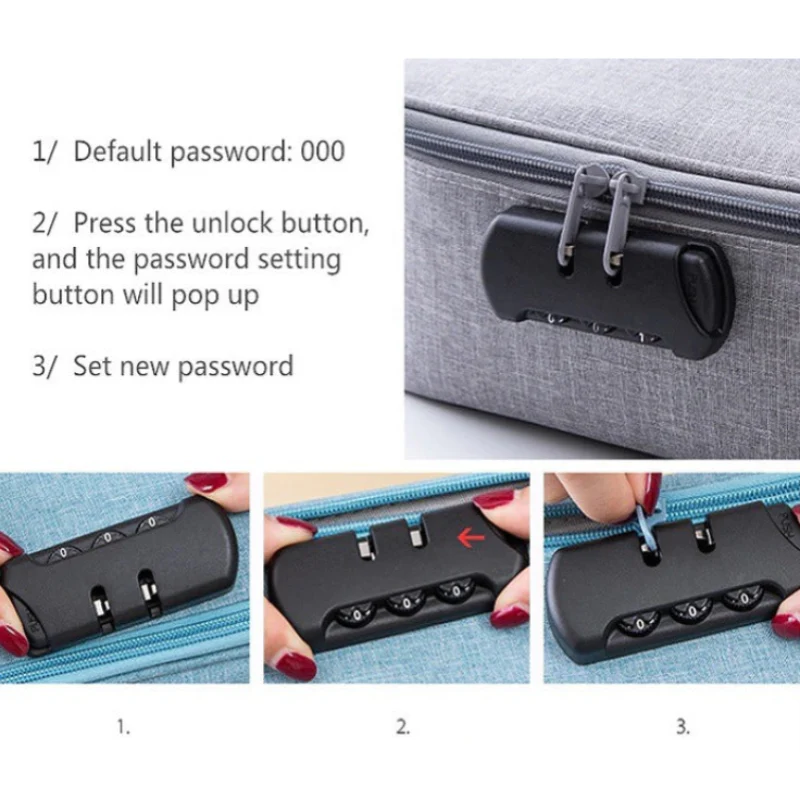 Large Capacity Travel Document Bag – Water-Resistant Organizer with Password Lock for Travel, Office & Home (Random Color-Pack of 1) - Image 6
