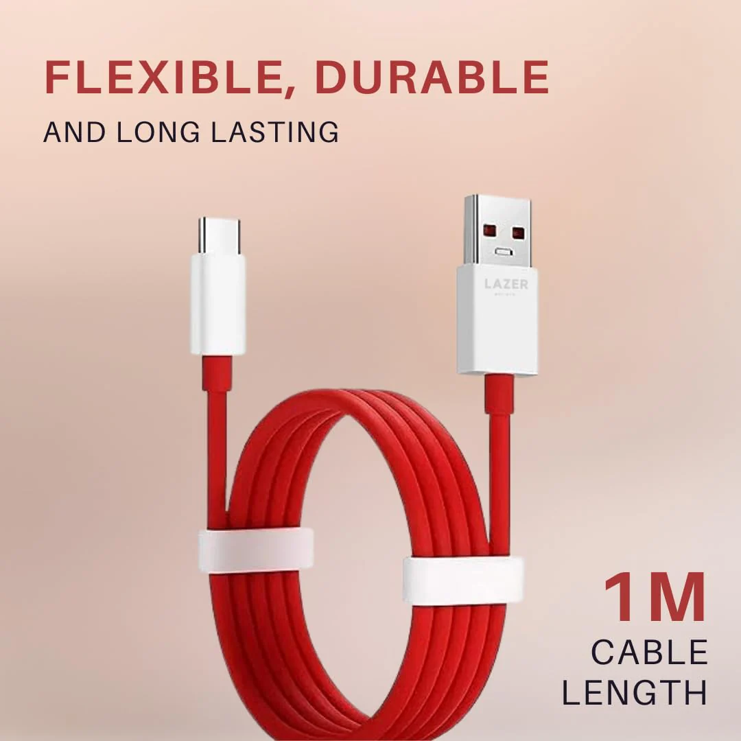 Lazer 45W USB-A to USB-C Cable – Fast Charging & High-Speed Data Transfer Cable for Smartphones, Tablets & Accessories - Image 4