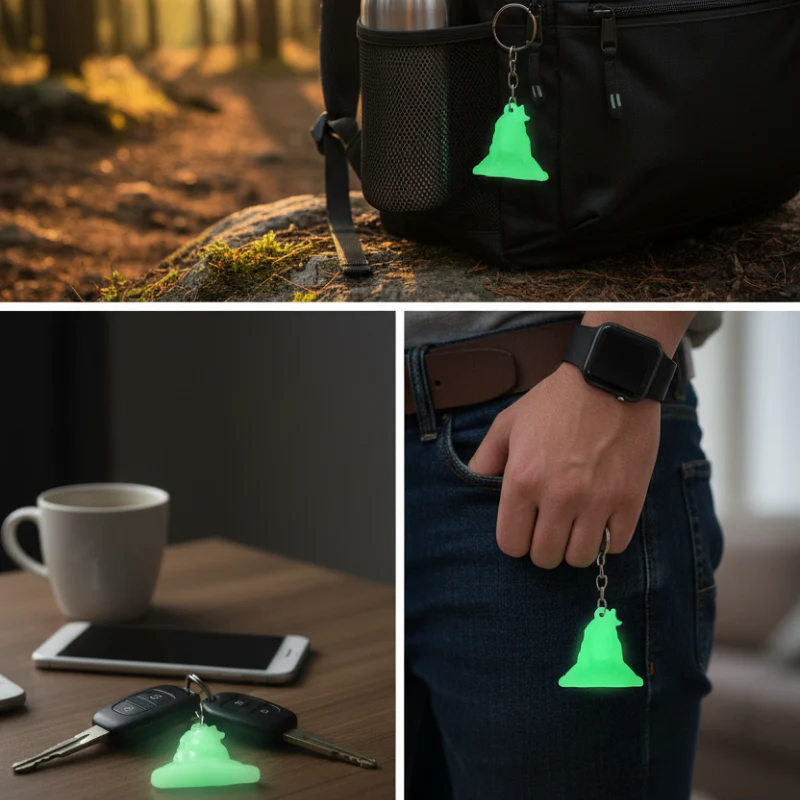 12 Pcs Lord Mahadev Ji Face Glow-in-the-Dark Radium Keychain – Auspicious Luminous Key Ring - Image 3