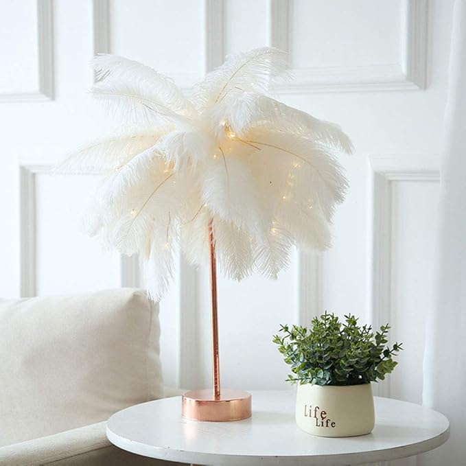 Luxe LED Feather Table Lamp – Elegant Decorative Light for Bedroom, Living Room & Home Decor