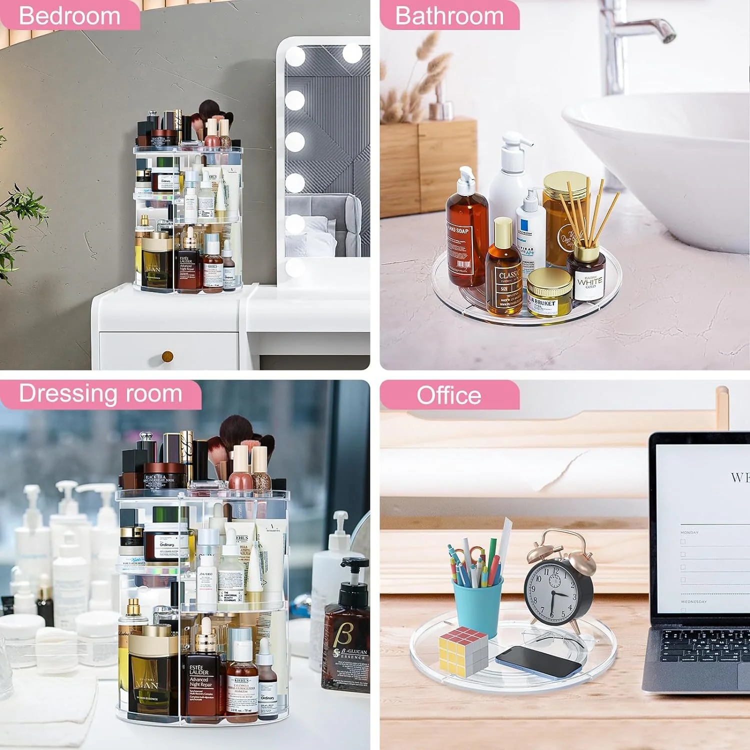 360° Rotating Makeup Organizer – Adjustable Layer Cosmetic Storage Stand with Large Capacity - Image 2
