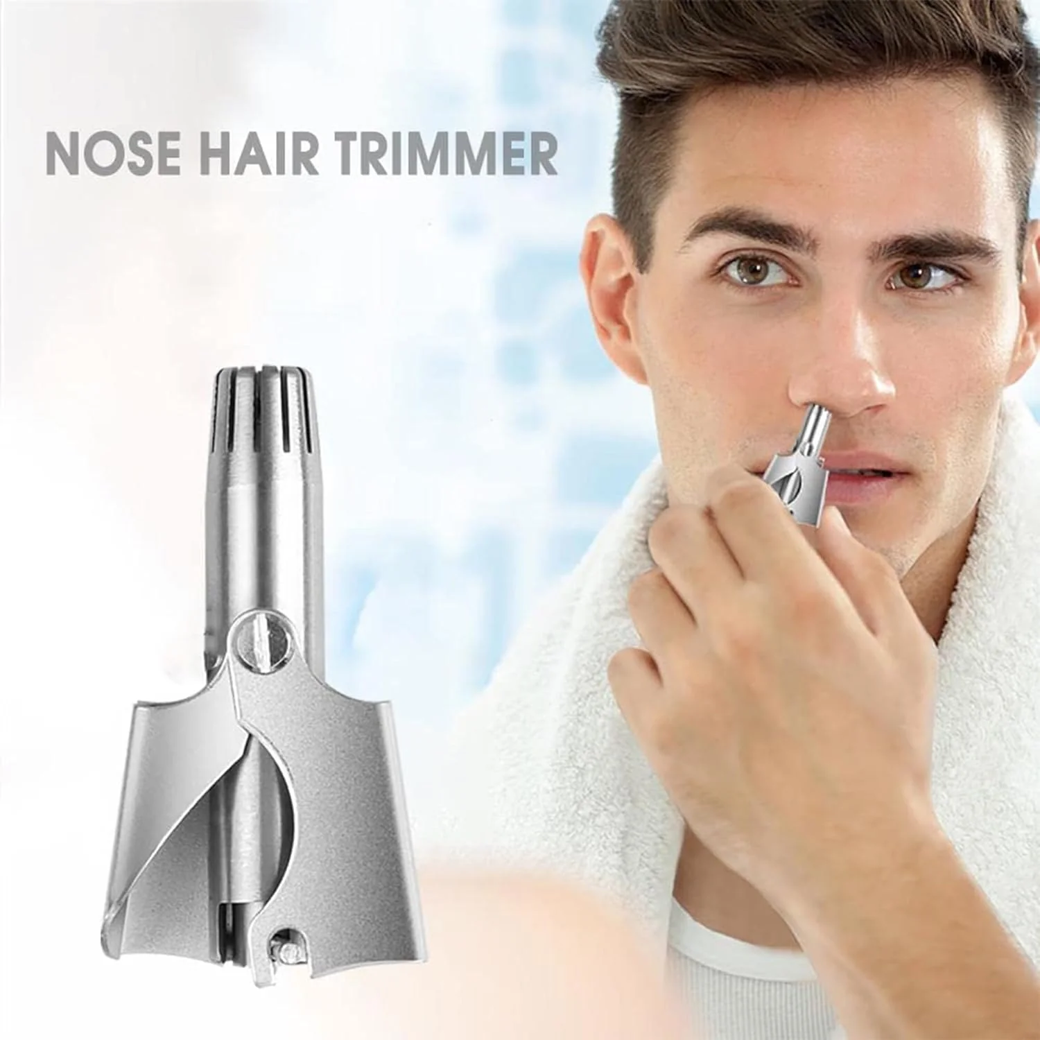 Manual Nose & Ear Hair Clipper Trimmer for Men & Women - Stainless Steel Painless Nose Hair Trimmer with Storage Case and Cleaning Brush - Image 3
