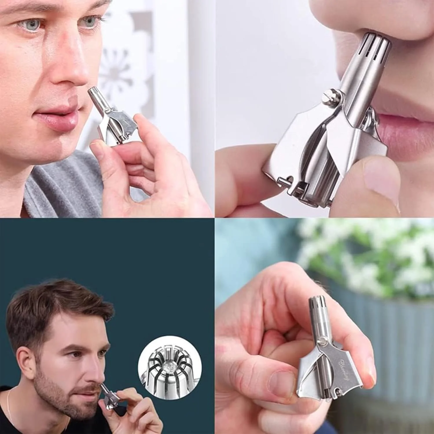Manual Nose & Ear Hair Clipper Trimmer for Men & Women - Stainless Steel Painless Nose Hair Trimmer with Storage Case and Cleaning Brush - Image 7