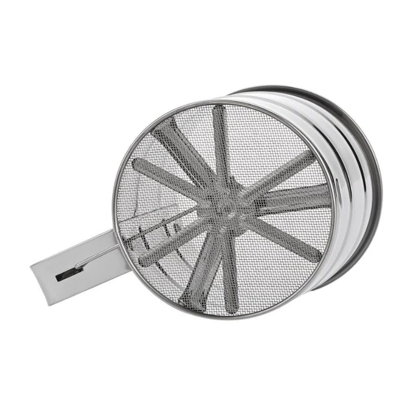 Manual Flour Sifter Powder Sieve – Stainless Steel Hand Press Baking Strainer for Atta, Maida & Sugar (Pack of 2) - Image 4