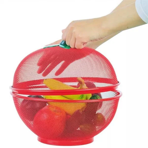 Mesh Fruit Basket – Apple Shape, Metal Wire Fruit Holder for Kitchen, Dining Table & Countertop (Random color-Pack of 1) - Image 2