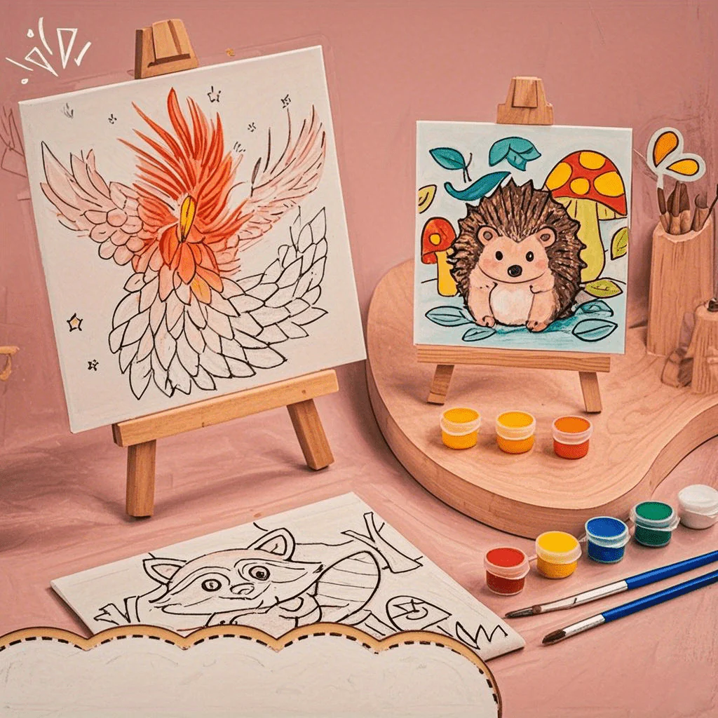 Mini Canvas DIY Painting Kit with Easel, Brush & 6 Acrylic Paints – Art & Craft Set for Kids & Adults, Party Gifts & Creative Activities - Image 3