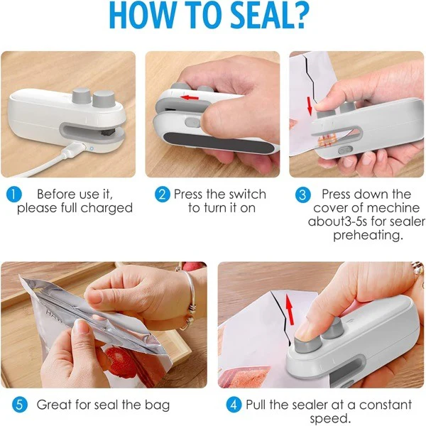 Mini Portable Sealing & Cutting Machine – Handheld Food Packet Sealer- Plastic Bag Sealer for Food - Image 5