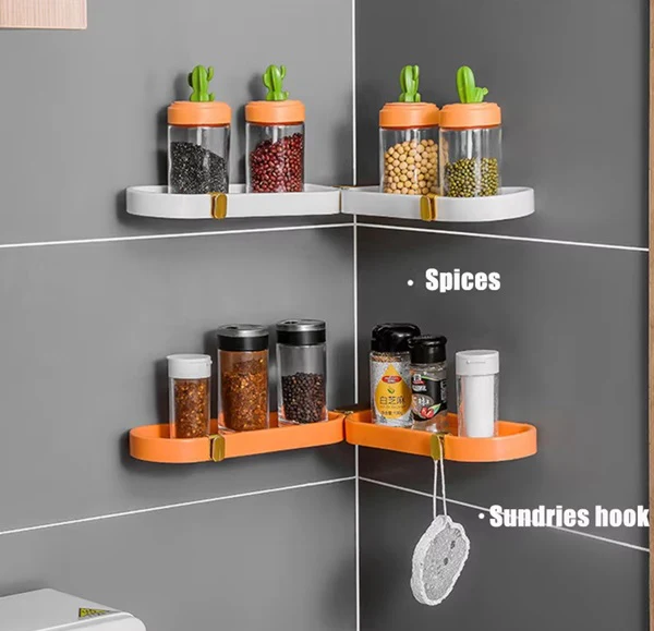 Multipurpose Punch Free Wall Corner Storage Rack, 180 Degree Rotation Corner Shower Shelves, Shampoo Storage Rack Holder with Suction Cup - Image 2