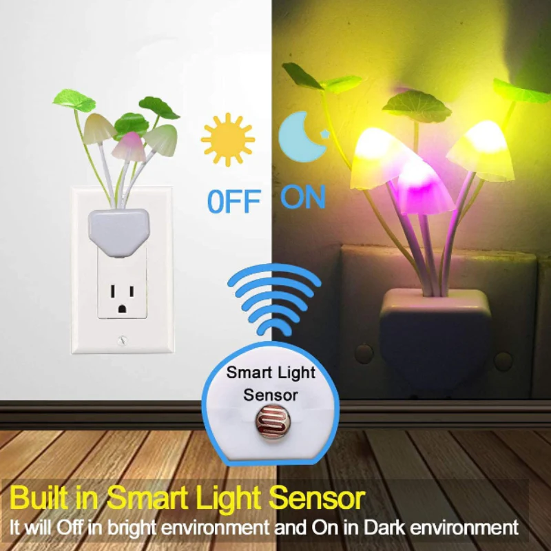 Mushroom Sensor LED Night Light – Auto On/Off Plug-in Lamp for Bedroom, Kids Room & Home Decor - Image 3