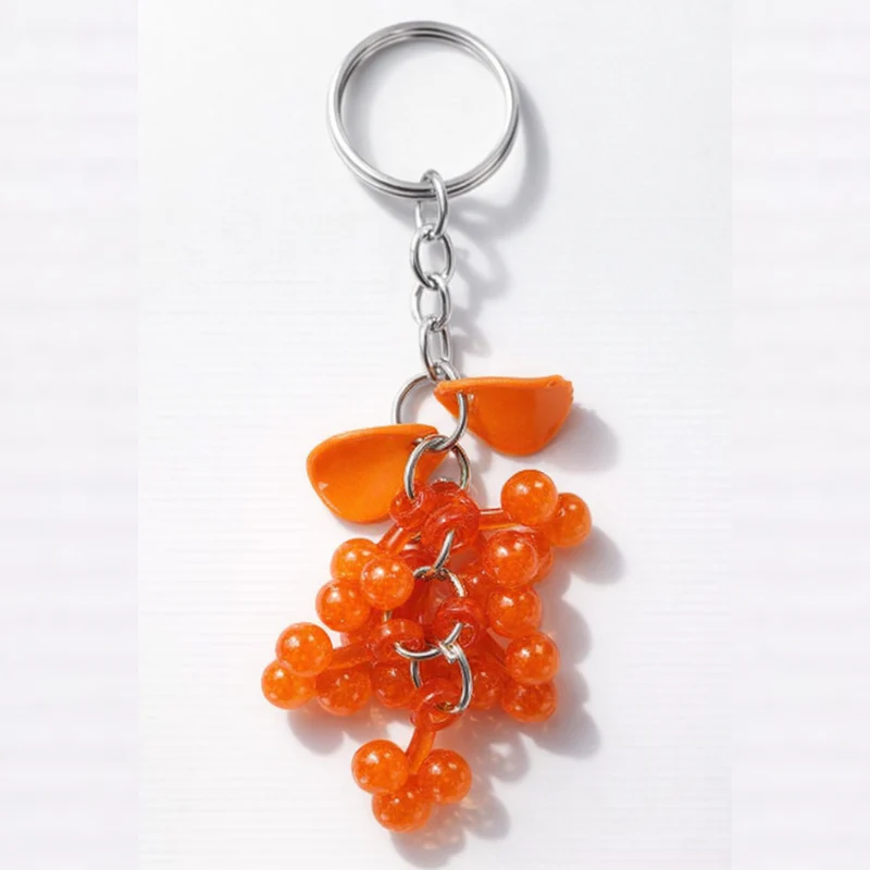 6 Pcs Plastic Grapes-Shaped Keychain – Cute Fruit Design Key Ring for Bags, Keys & Gifts - Image 2