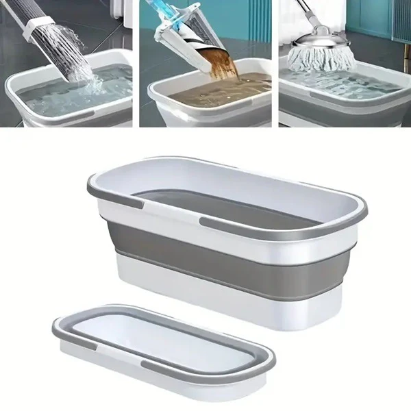 Portable Foldable Bucket, Collapsible Plastic Bucket For House Cleaning, Camping, Multi-Purpose Rectangular Handy Basket For Cleaning Mop - Image 2