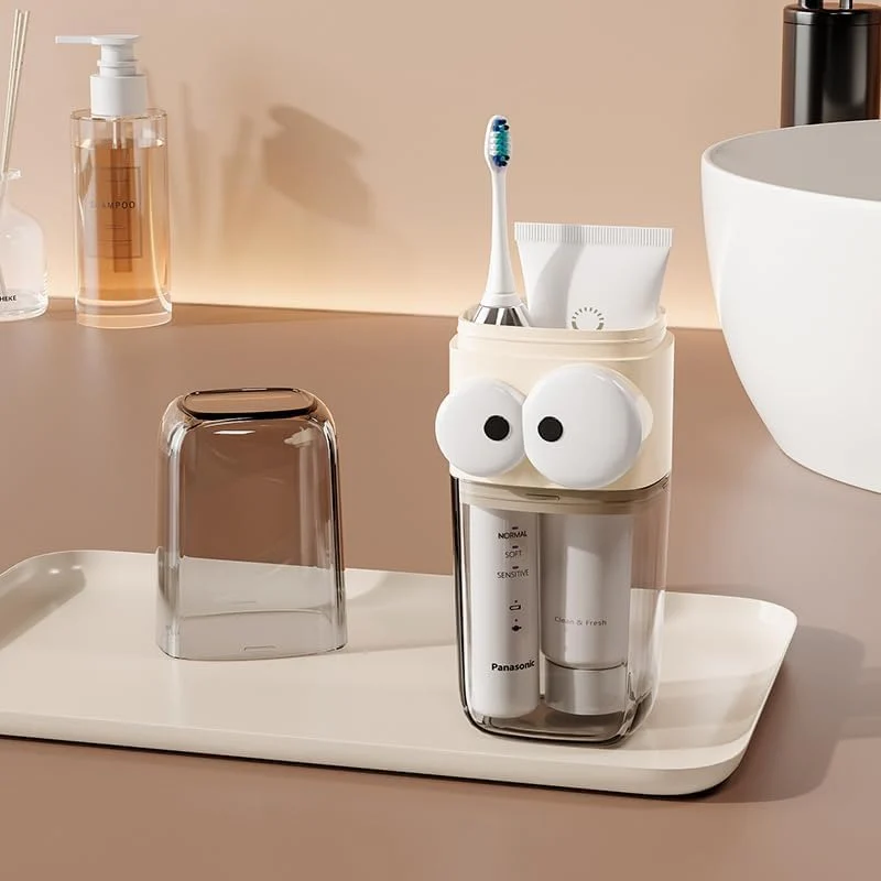 Transparent Toothbrush Case & Mouthwash Cup – Travel-Friendly 2-in-1 Set (1 Pc)