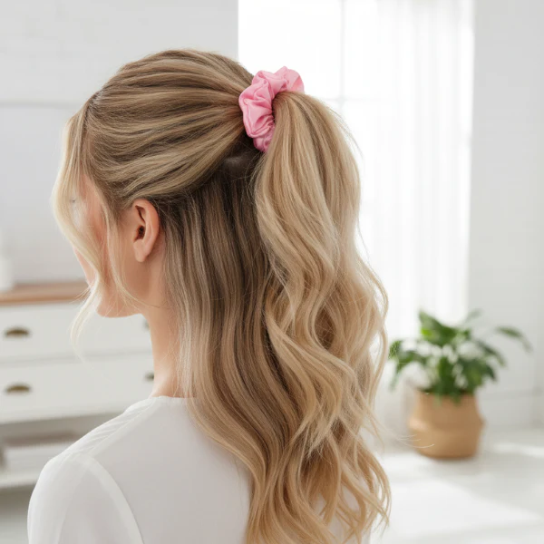 Large Satin Silk Scrunchie – 1 Pc Premium Hair Tie for Women (Random Colour) - Image 2