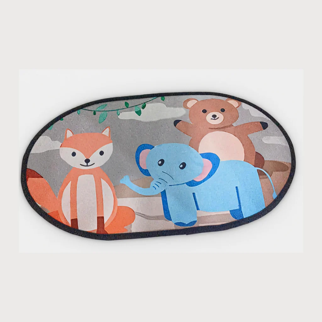 Cartoon Print Oval Mat – Soft, Non-Slip Floor Rug for Kids Room, Bathroom & Bedroom (Random Design- 60×35 cm) - Image 2